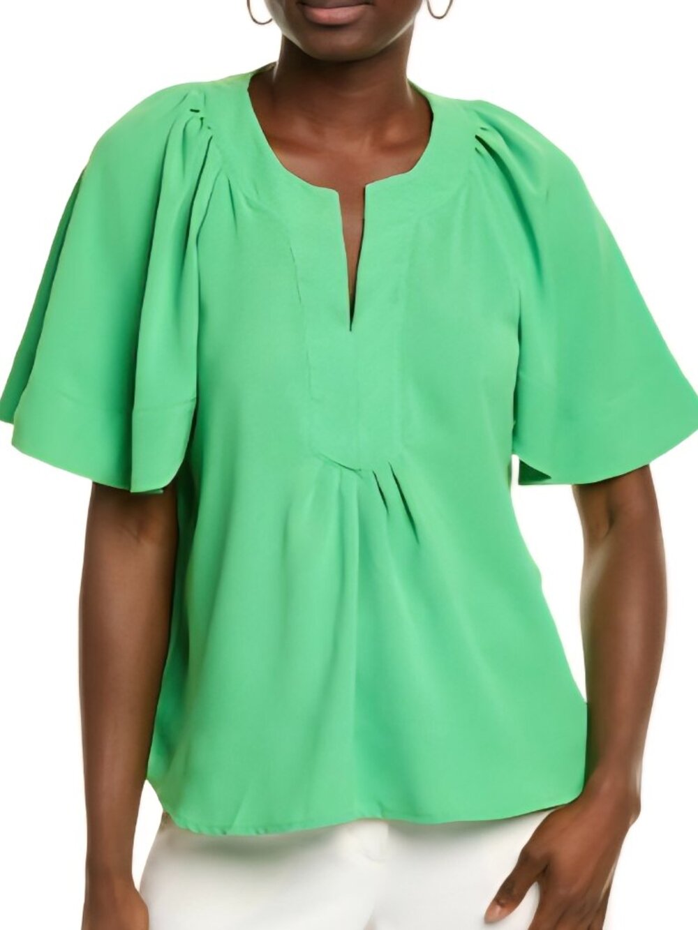 NWOT CeCe bright green short sleeve flowy lightweight blouse size Medium